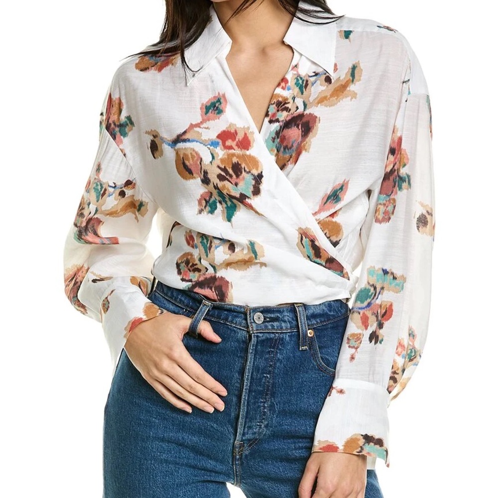 Vince Floral Tie Wrap Shirt